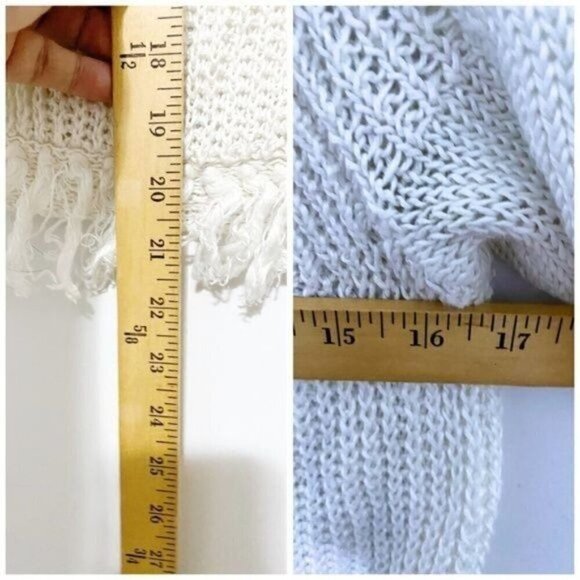 J.Crew  linen short sleeve sweater with fringe hem, size XXS, off white, ecru - Picture 6 of 6